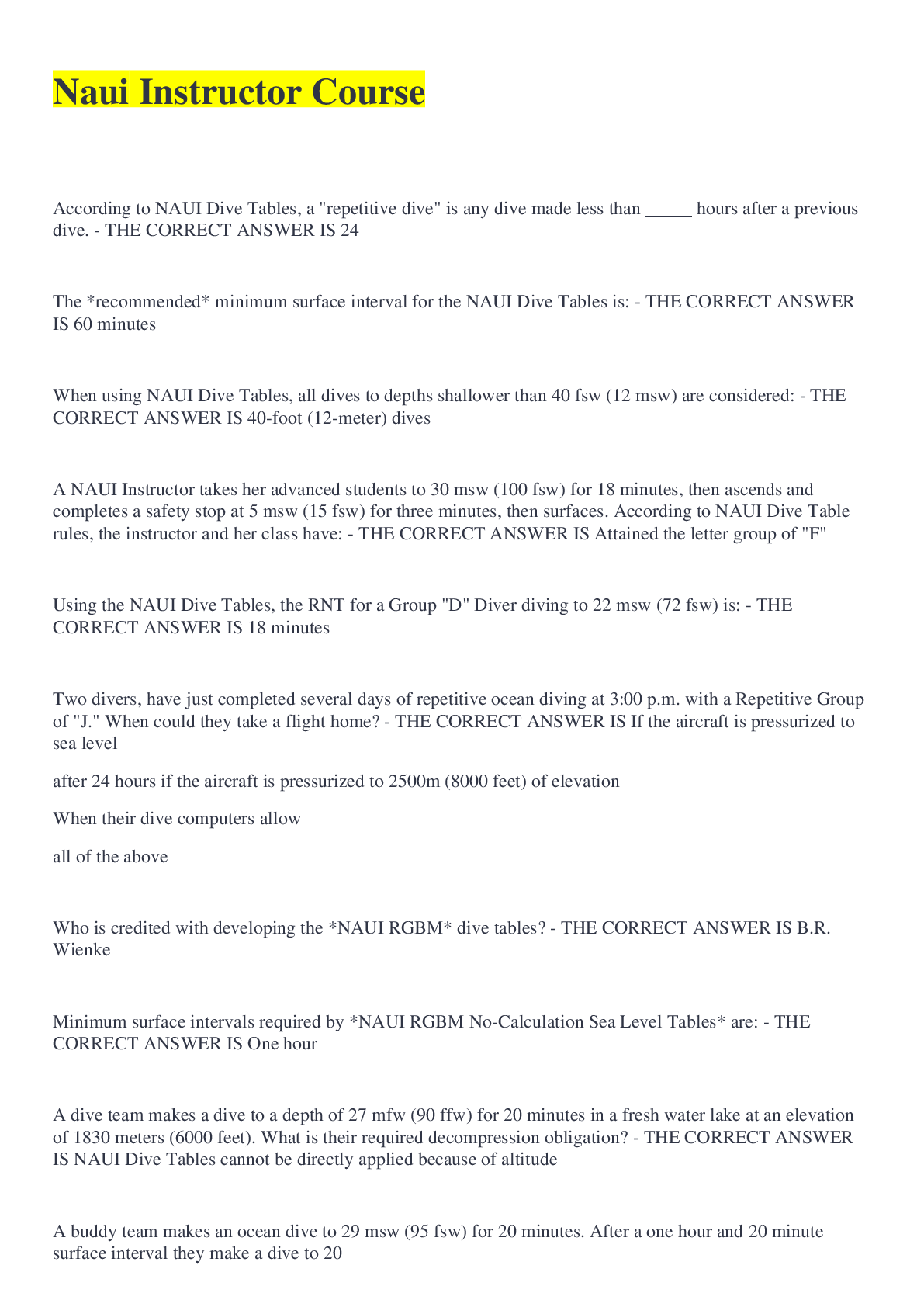 Preview image of Naui Instructor Course document